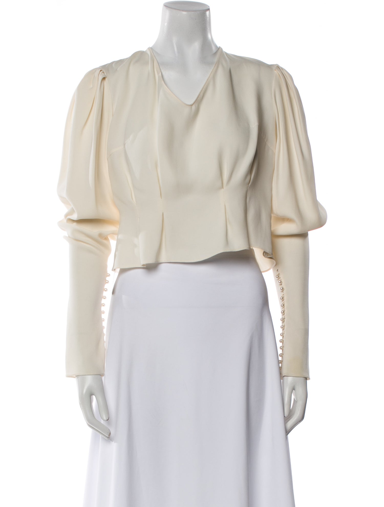 Magda Butrym Silk V-Neck Crop Top