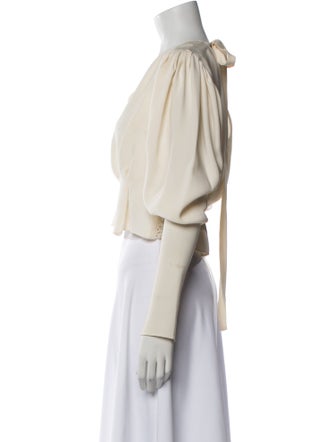 Magda Butrym Silk V-Neck Crop Top