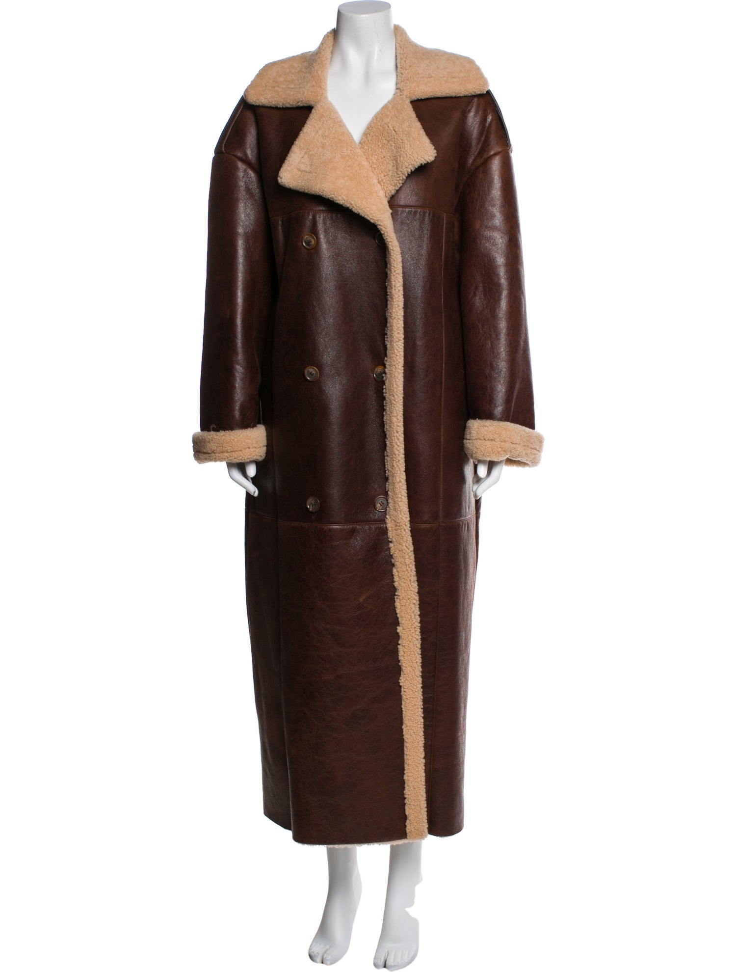 Magda Butrym Leather Faux Fur Coat