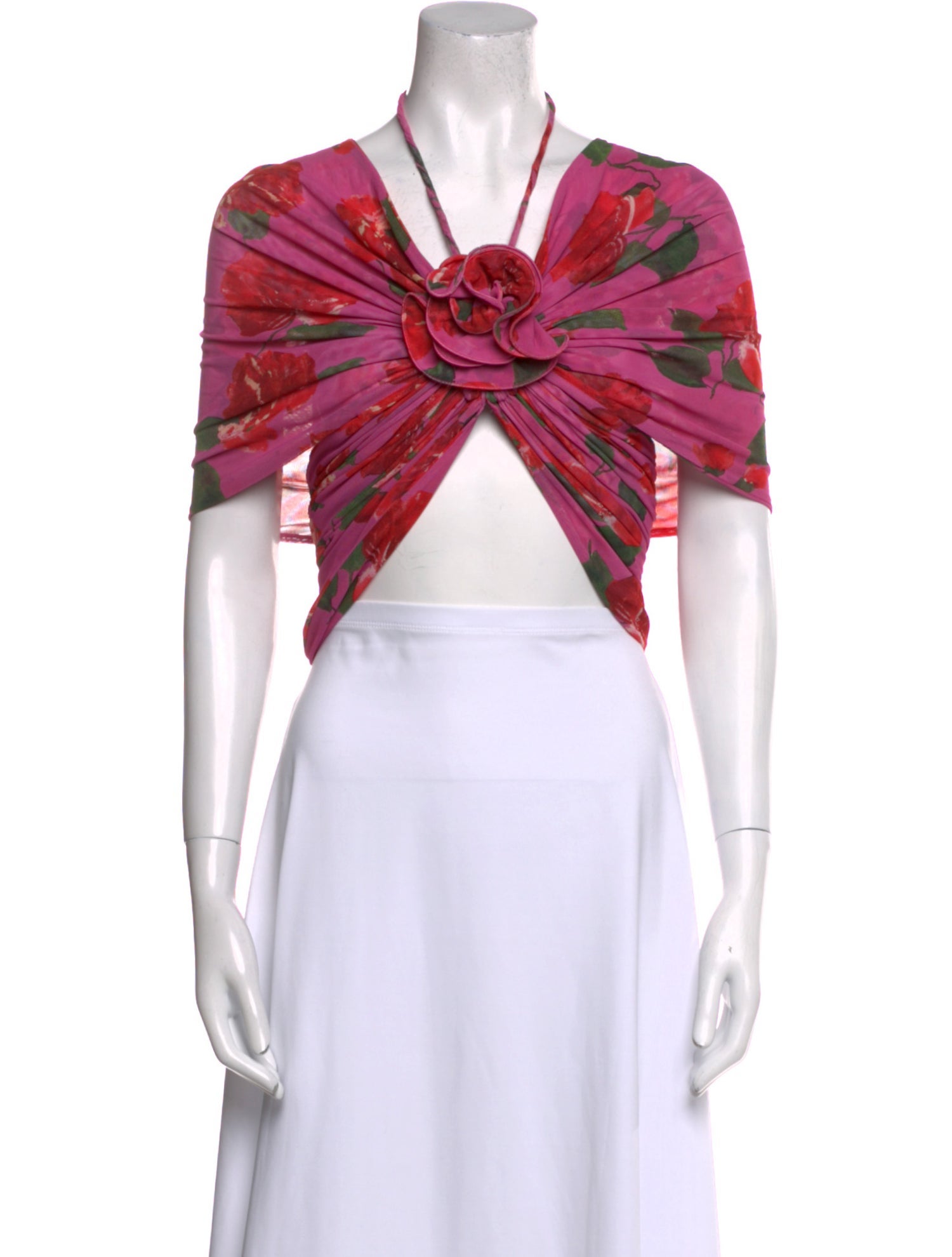 Magda Butrym Floral Print V-Neck Crop Top