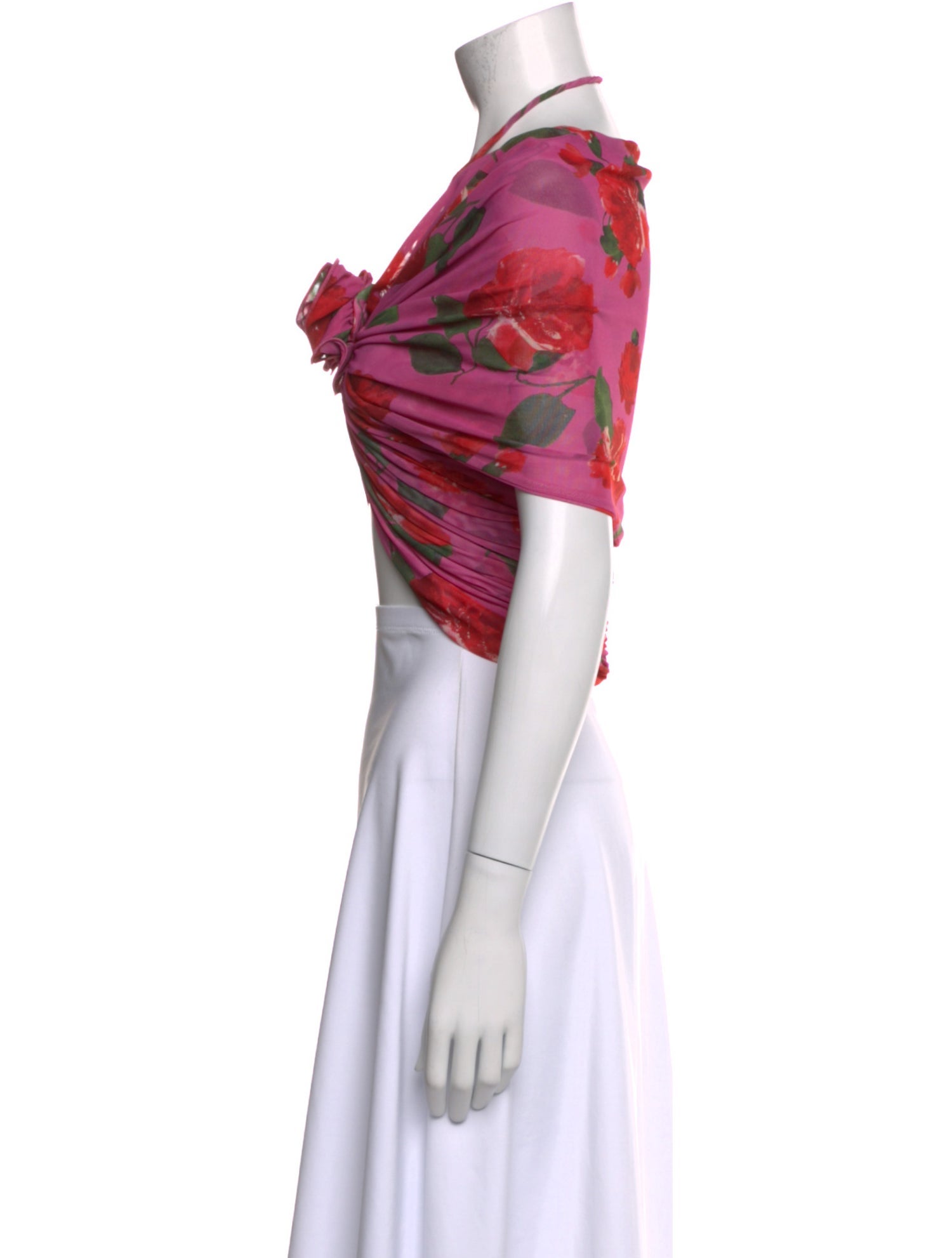 Magda Butrym Floral Print V-Neck Crop Top