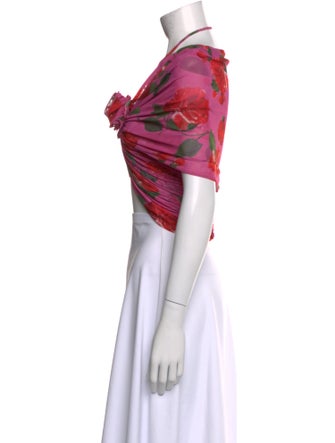 Magda Butrym Floral Print V-Neck Crop Top