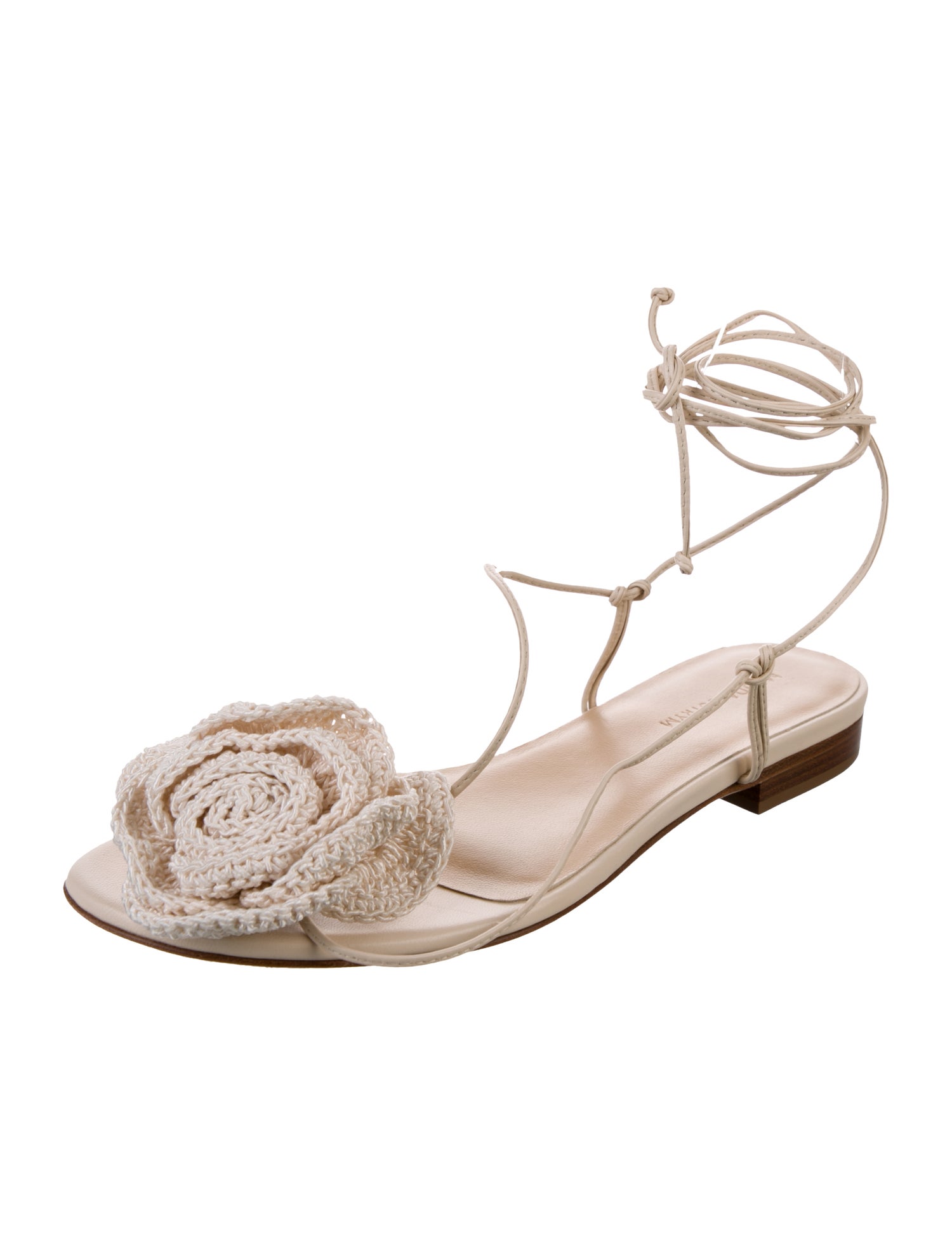 Magda Butrym Leather Crochet Trim Gladiator Sandals