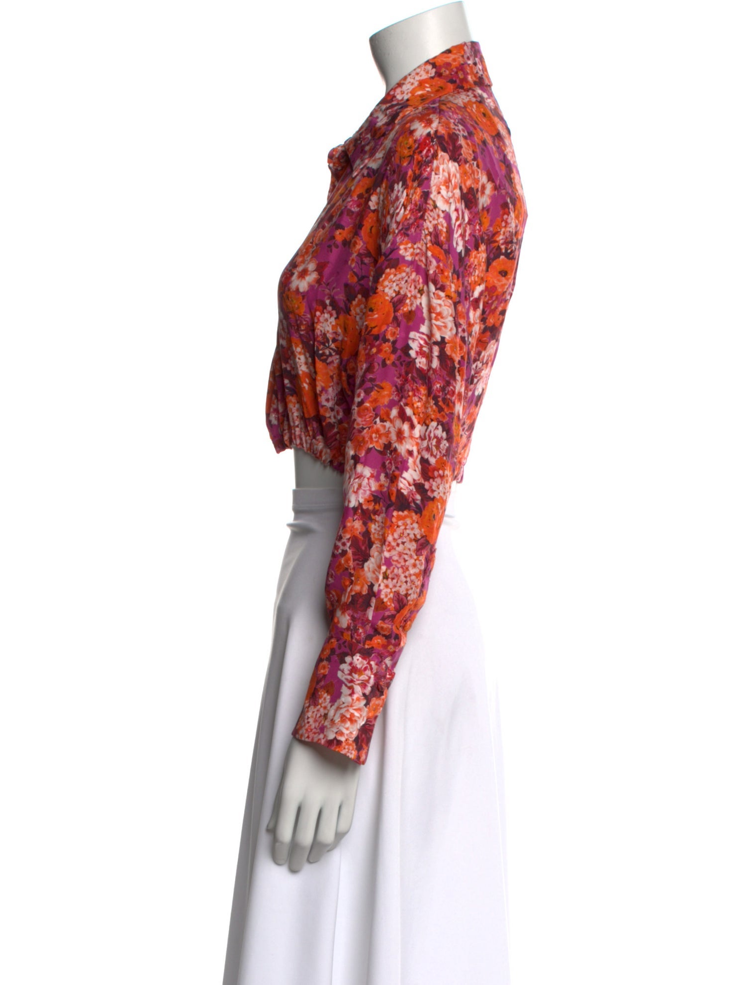 Magda Butrym Floral Print Long Sleeve Crop Top