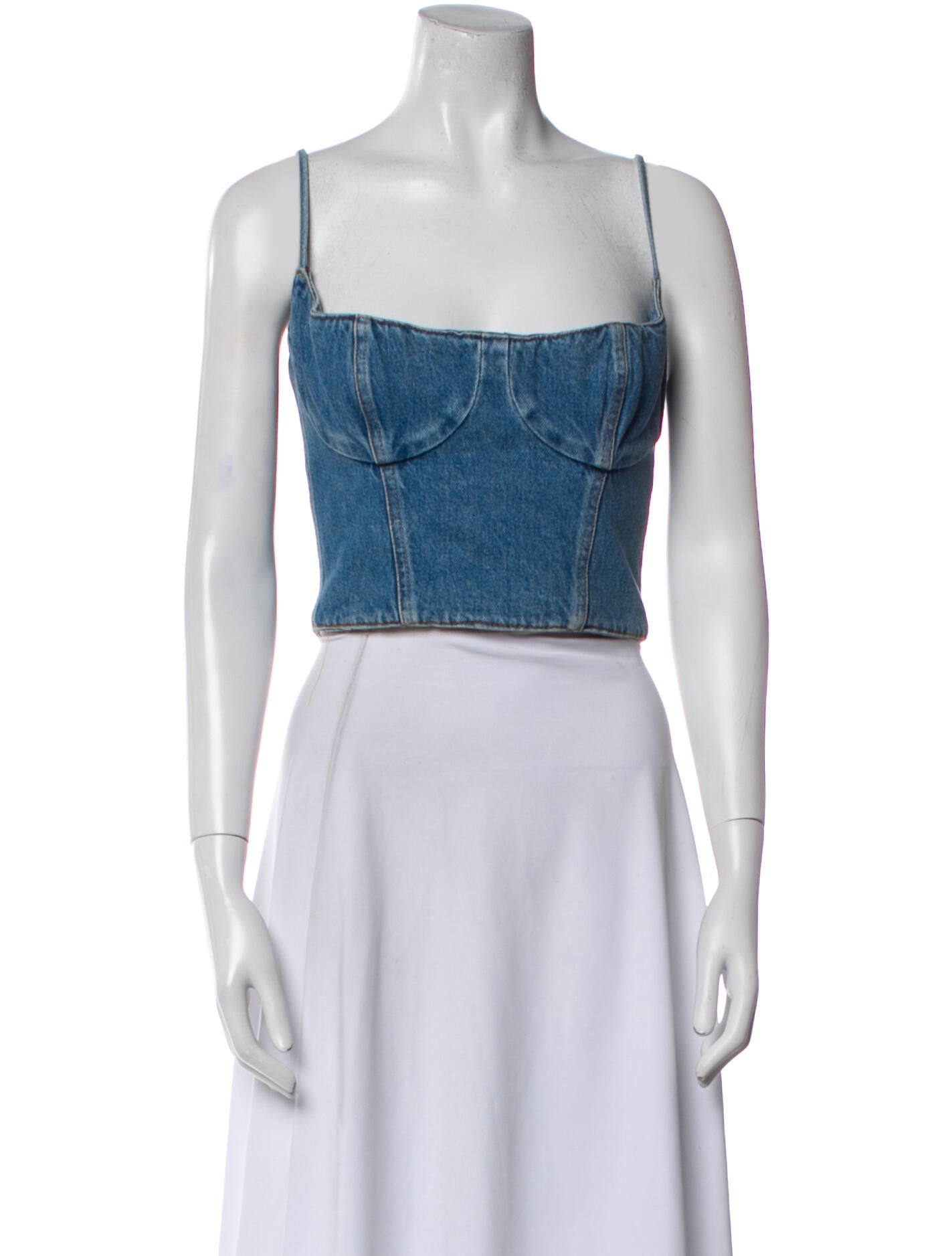Magda Butrym Square Neckline Sleeveless Crop Top