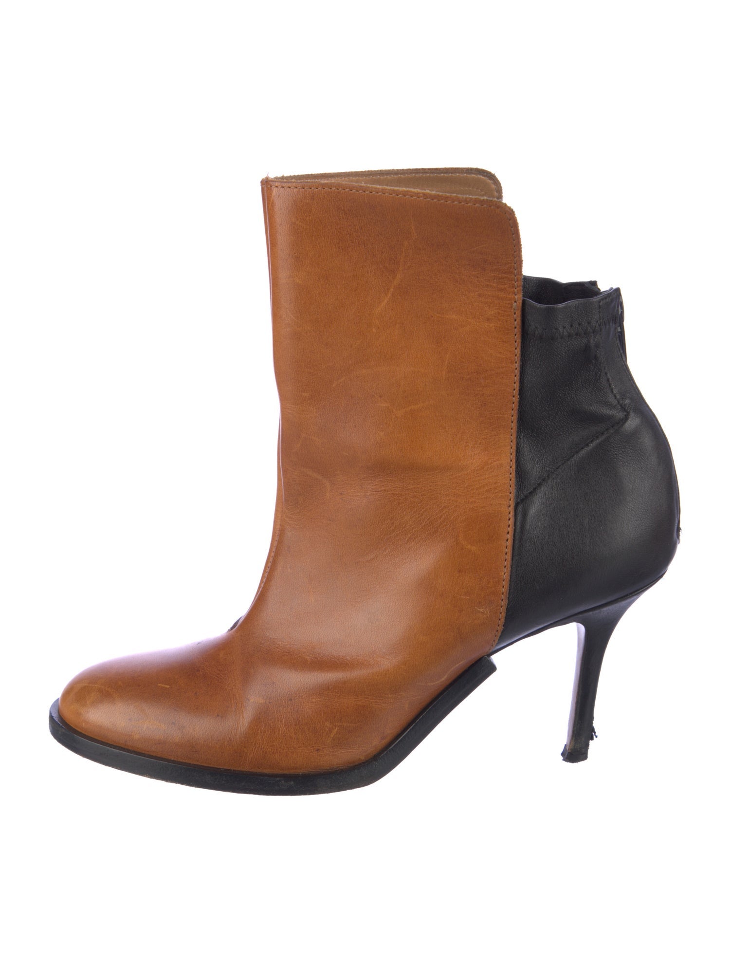 Maison Margiela Leather Colorblock Pattern Boots