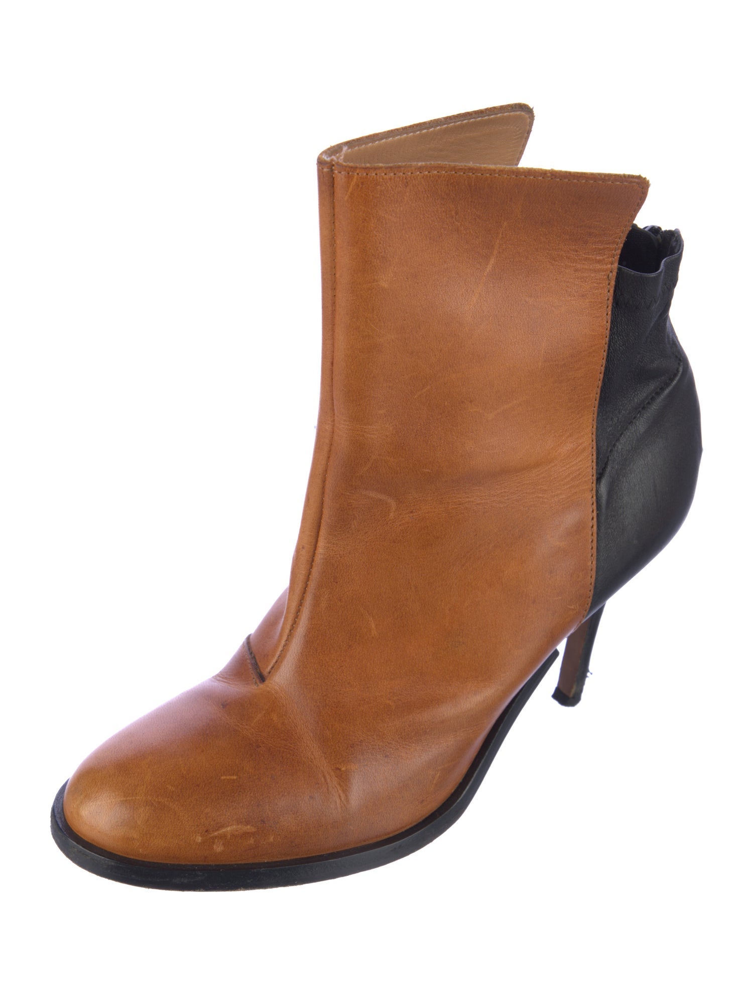 Maison Margiela Leather Colorblock Pattern Boots