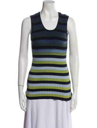 Maison Margiela Striped Scoop Neck Top