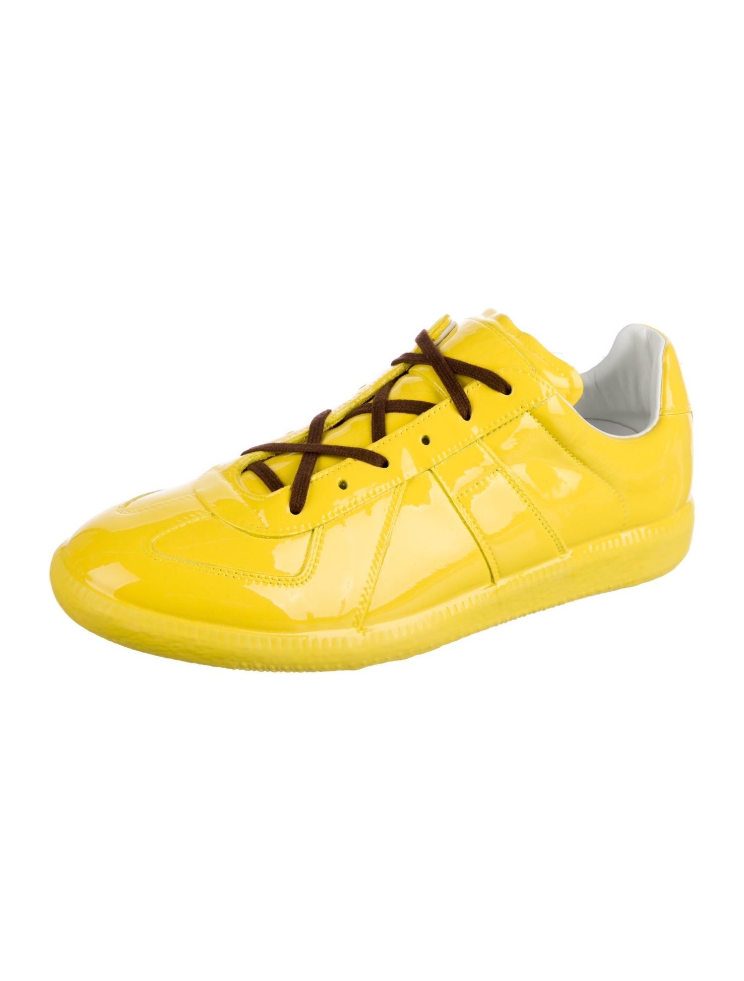 Maison Margiela Patent Leather Colorblock Pattern Sneakers