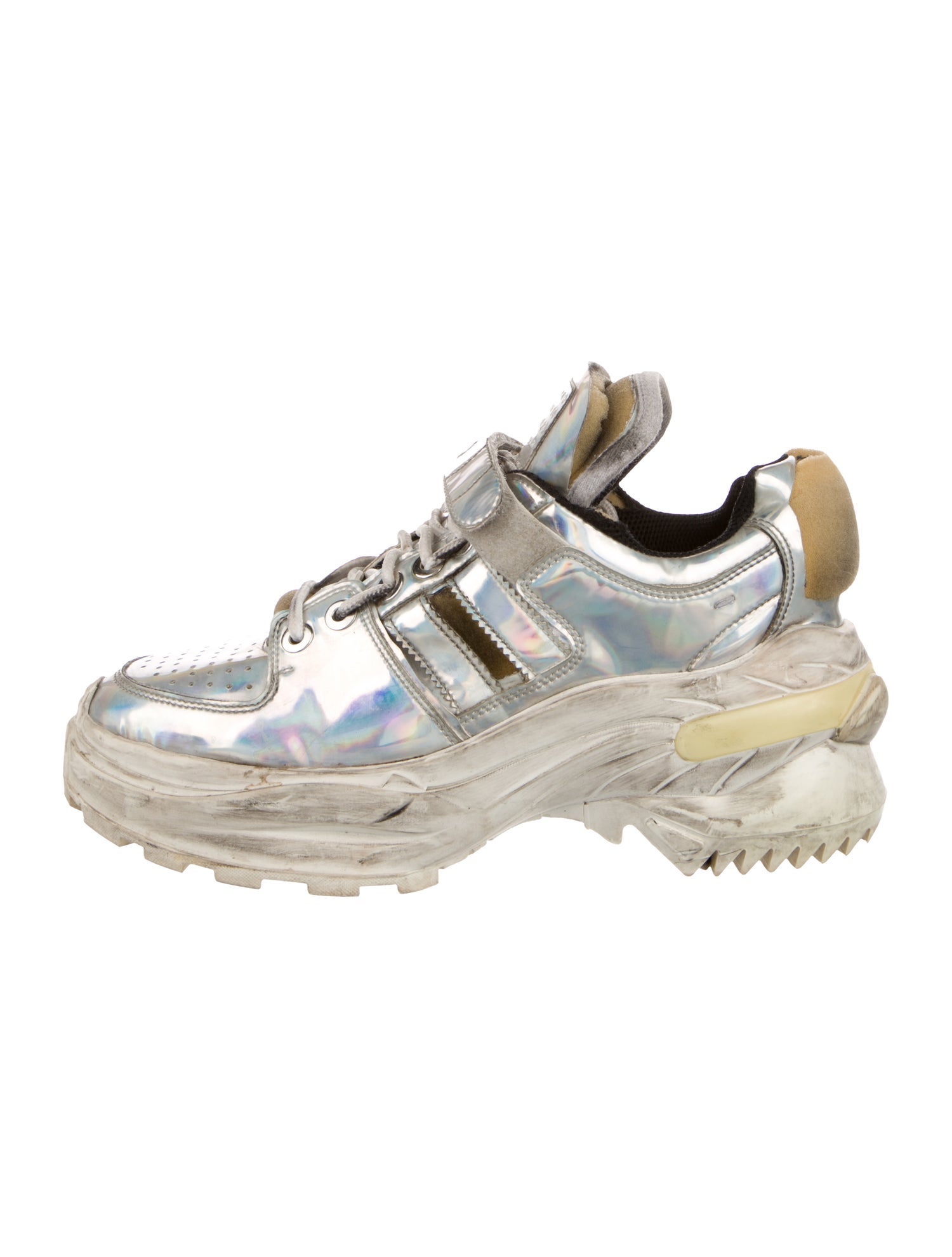 Maison Margiela Patent Leather Distressed Accents Chunky Sneakers