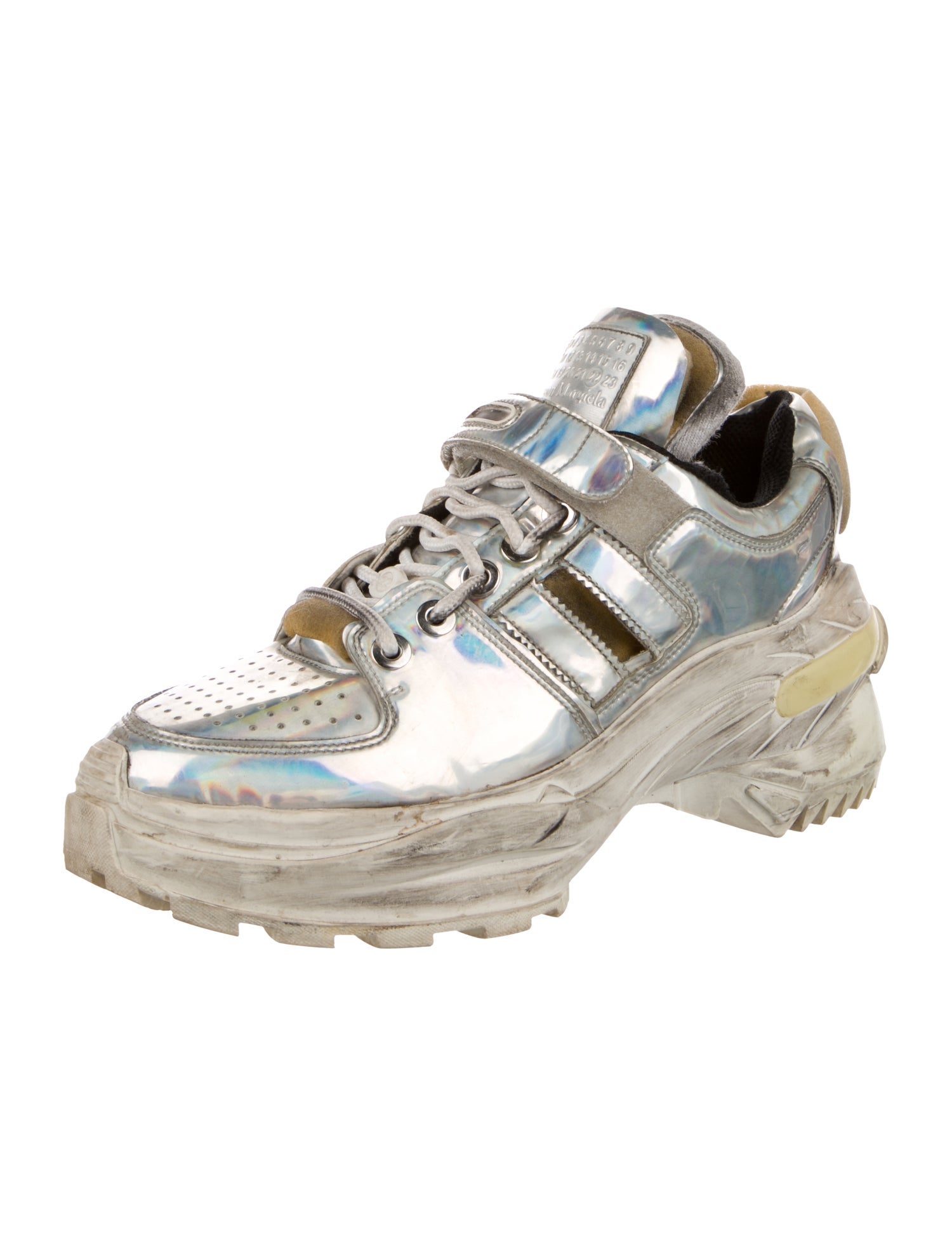 Maison Margiela Patent Leather Distressed Accents Chunky Sneakers