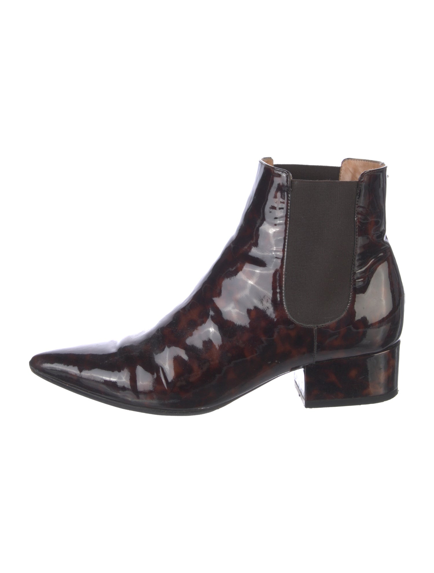 Maison Margiela Patent Leather Animal Print Chelsea Boots