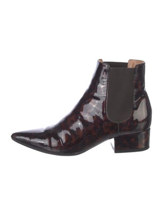 Maison Margiela Patent Leather Animal Print Chelsea Boots