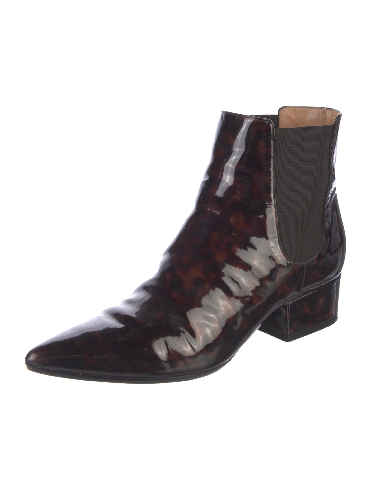 Maison Margiela Patent Leather Animal Print Chelsea Boots