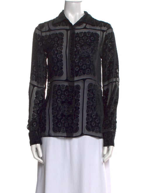 Maison Margiela Lace Pattern Long Sleeve Button-Up Top