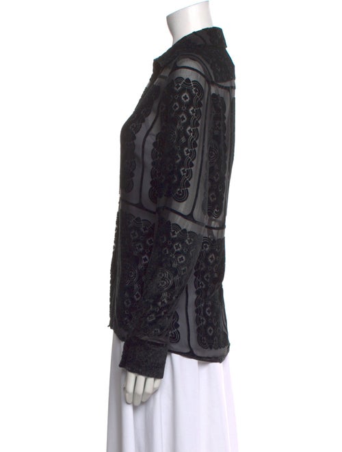 Maison Margiela Lace Pattern Long Sleeve Button-Up Top