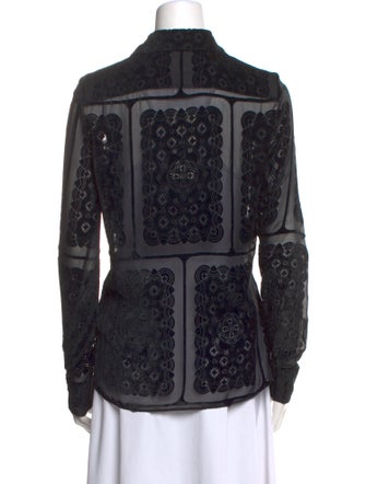 Maison Margiela Lace Pattern Long Sleeve Button-Up Top