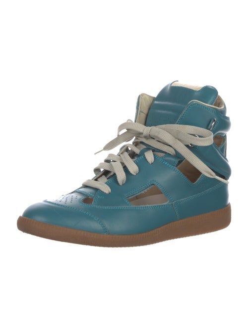 Maison Margiela Leather Colorblock Pattern Wedge Sneakers