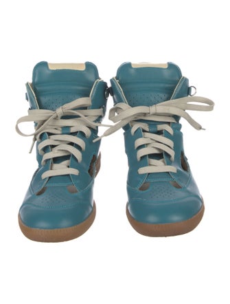 Maison Margiela Leather Colorblock Pattern Wedge Sneakers