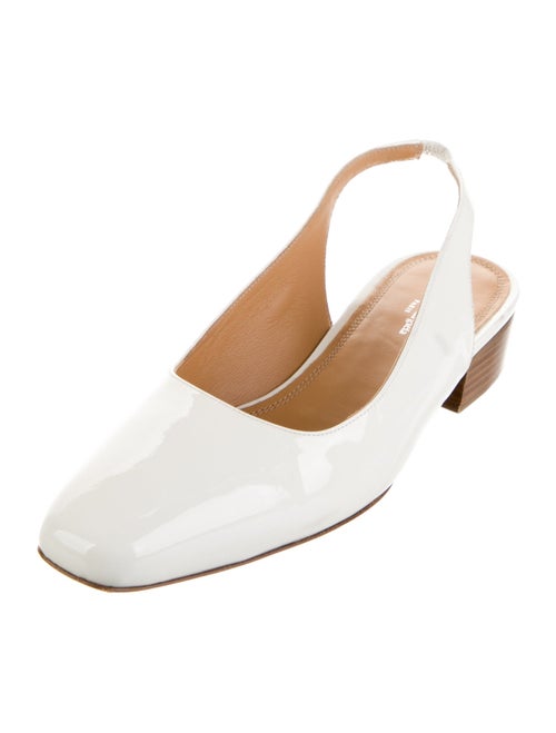 Maison Margiela Patent Leather Leather Trim Embellishment Slingback Flats