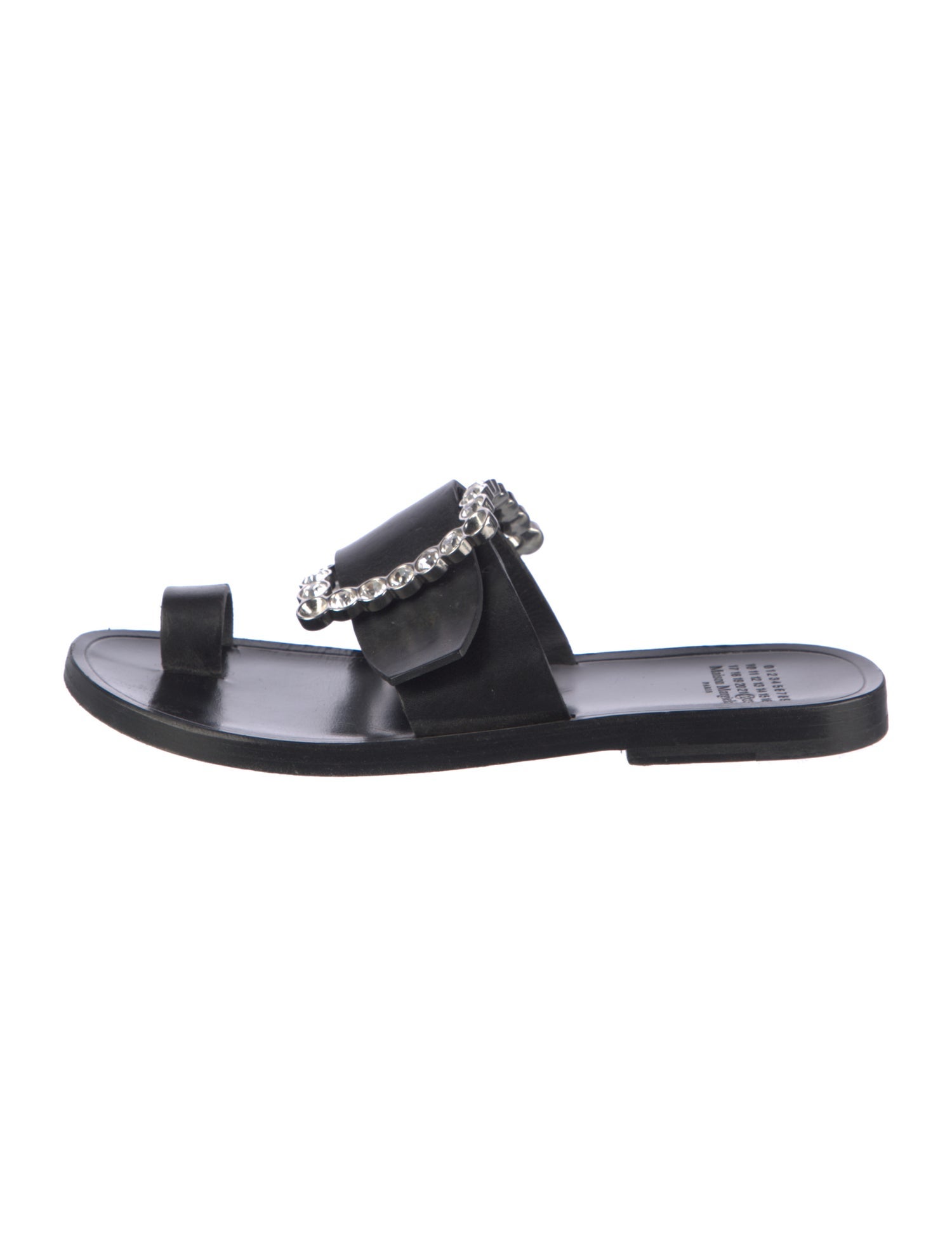 Maison Margiela Leather Crystal Embellishments Slides