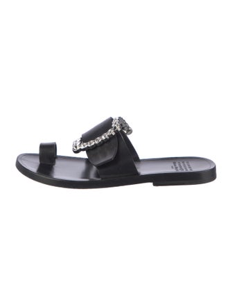 Maison Margiela Leather Crystal Embellishments Slides