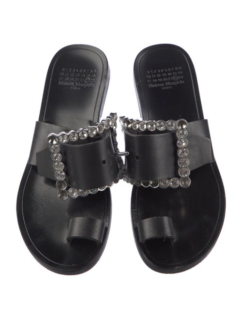 Maison Margiela Leather Crystal Embellishments Slides