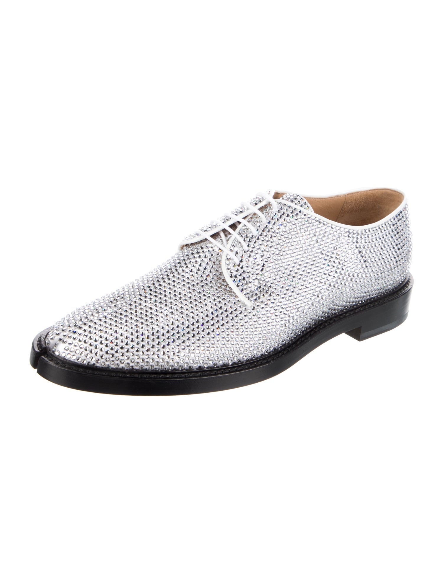 Maison Margiela Leather Crystal Embellishments Derby Shoes