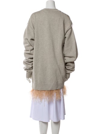 Maison Margiela 2019 Feather Fringe Trim Cable knit Sweater