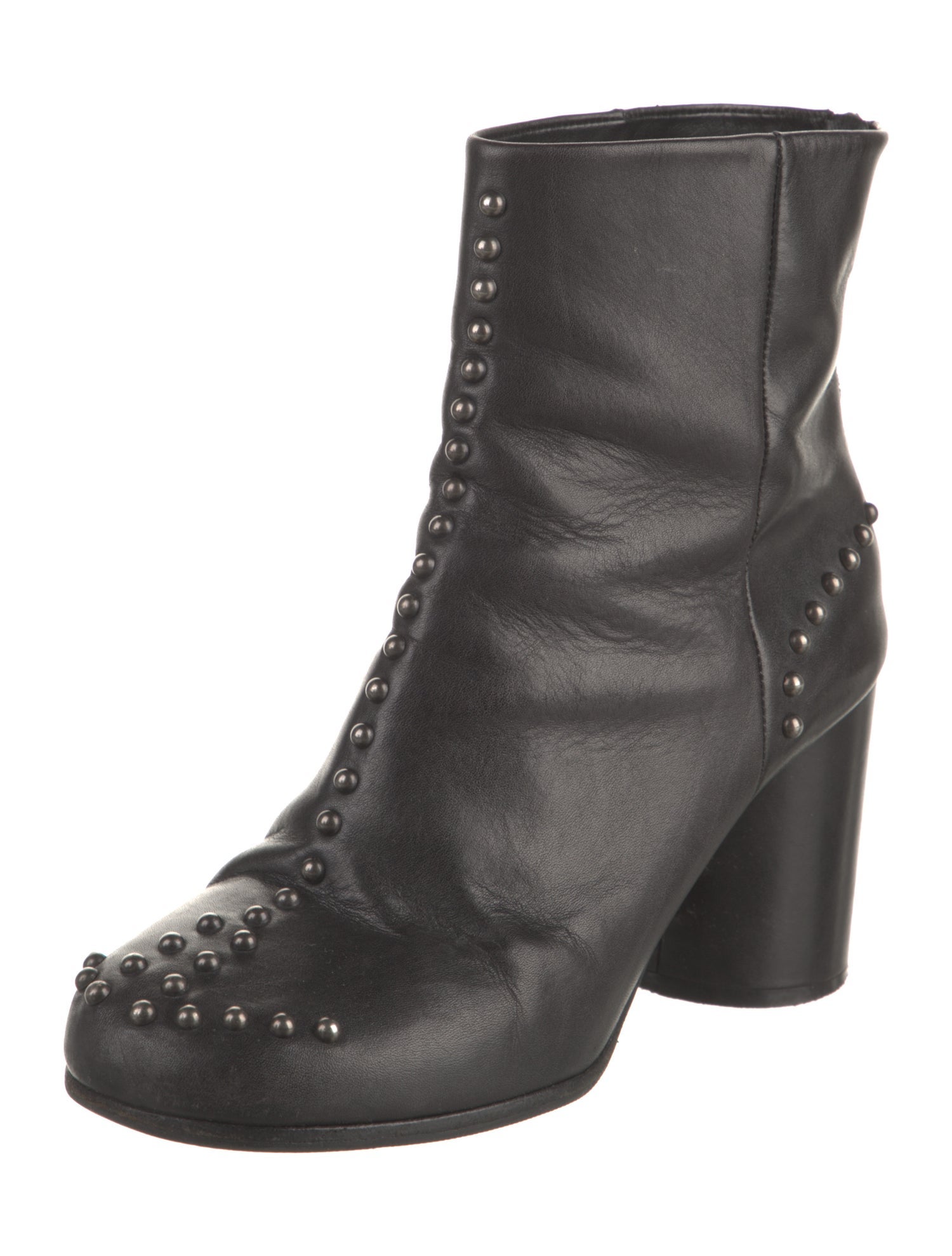 Maison Margiela Leather Studded Accents Lace-Up Boots