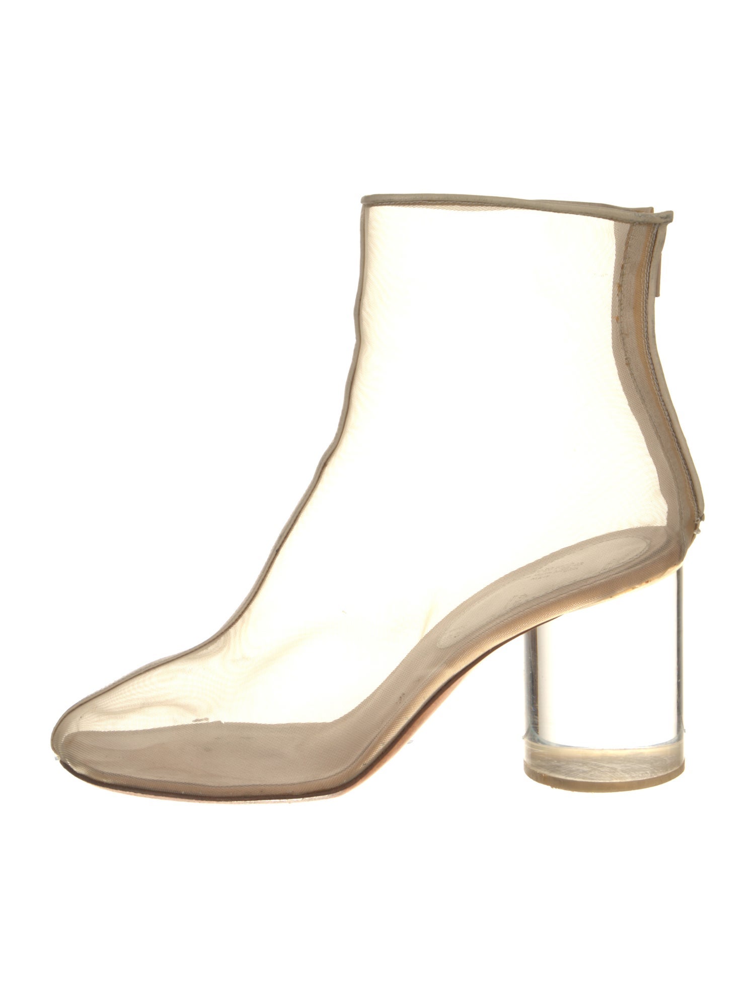 Maison Margiela Mesh Leather Trim Embellishment Boots