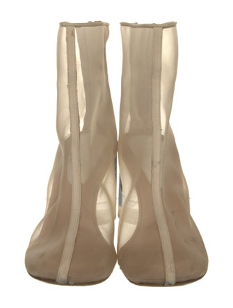 Maison Margiela Mesh Leather Trim Embellishment Boots