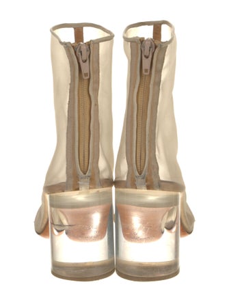 Maison Margiela Mesh Leather Trim Embellishment Boots