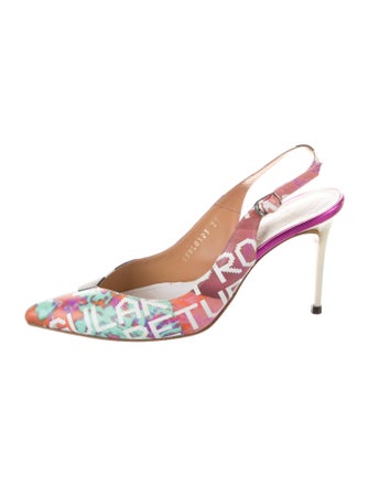 Maison Margiela Leather Printed Slingback Pumps