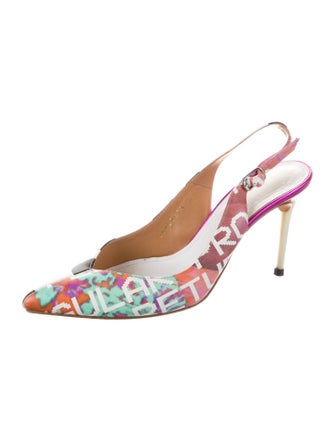 Maison Margiela Leather Printed Slingback Pumps