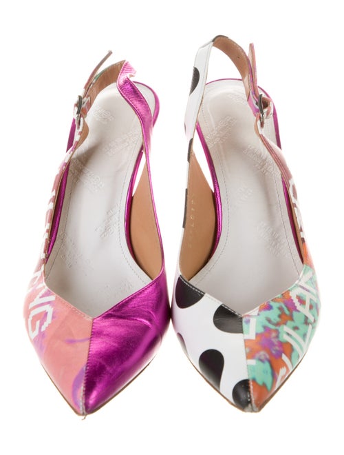 Maison Margiela Leather Printed Slingback Pumps
