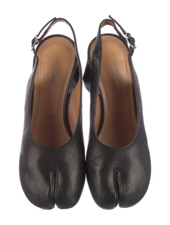 Maison Margiela Leather Bow Accents Slingback Pumps