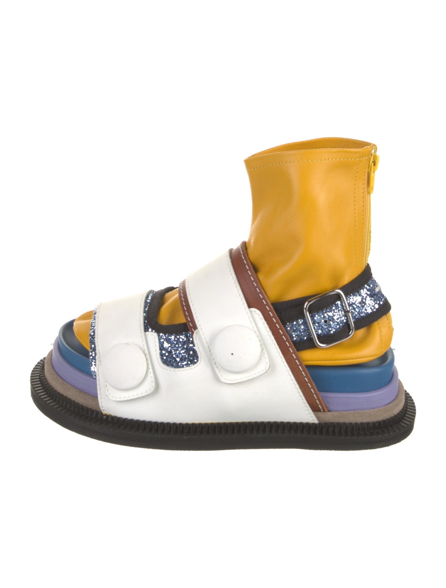 Maison Margiela Leather Colorblock Pattern Gladiator Sandals