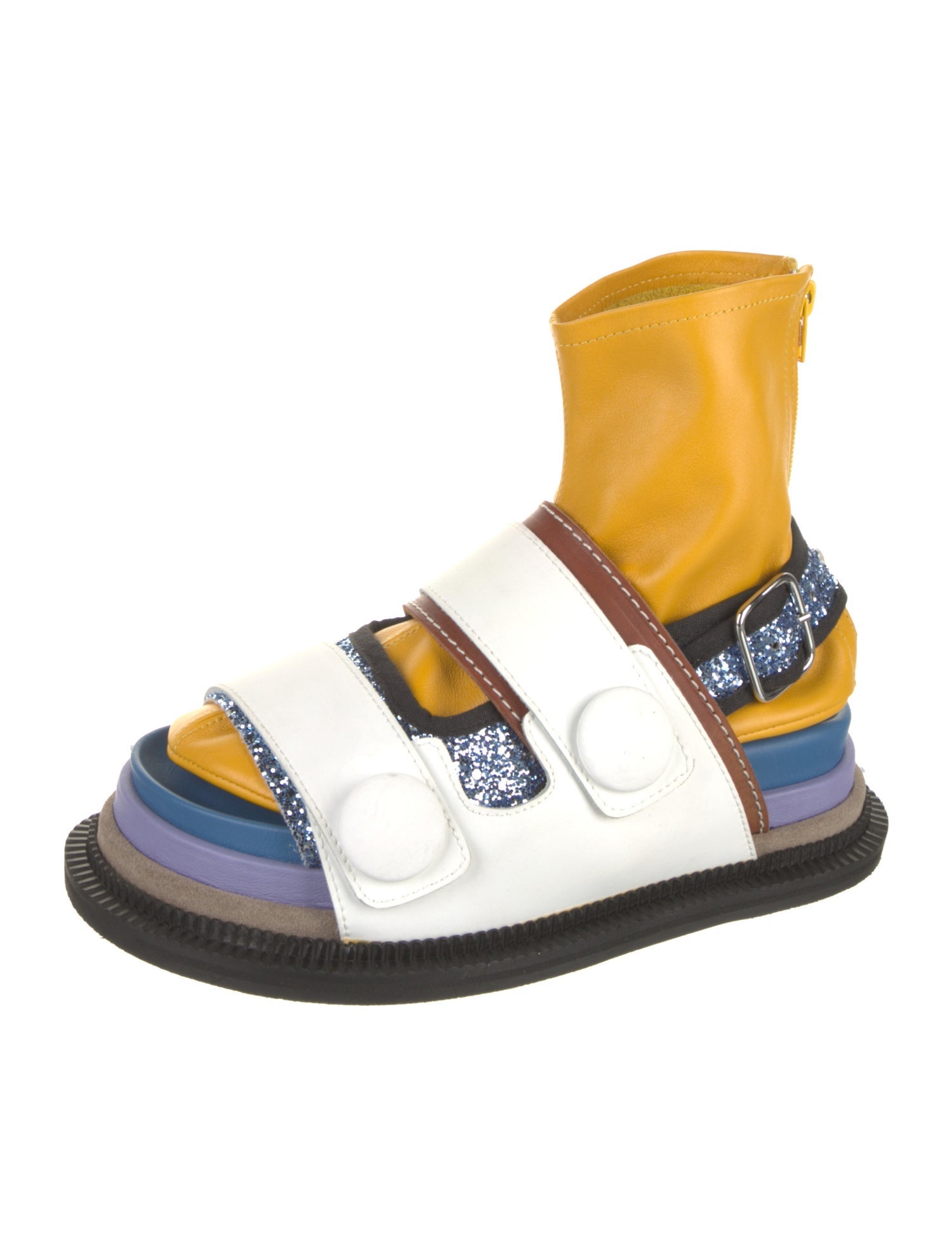 Maison Margiela Leather Colorblock Pattern Gladiator Sandals