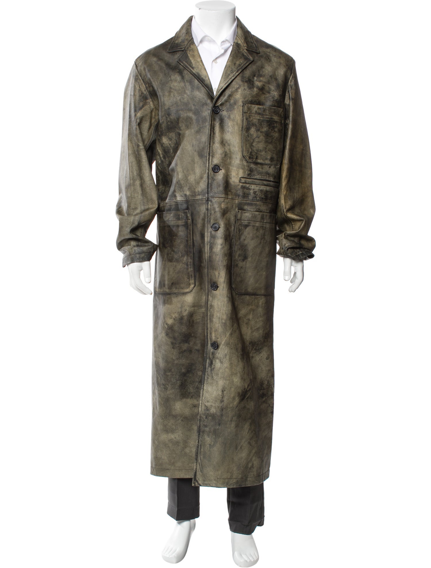 Maison Margiela Calf Leather Printed Overcoat w/ Tags