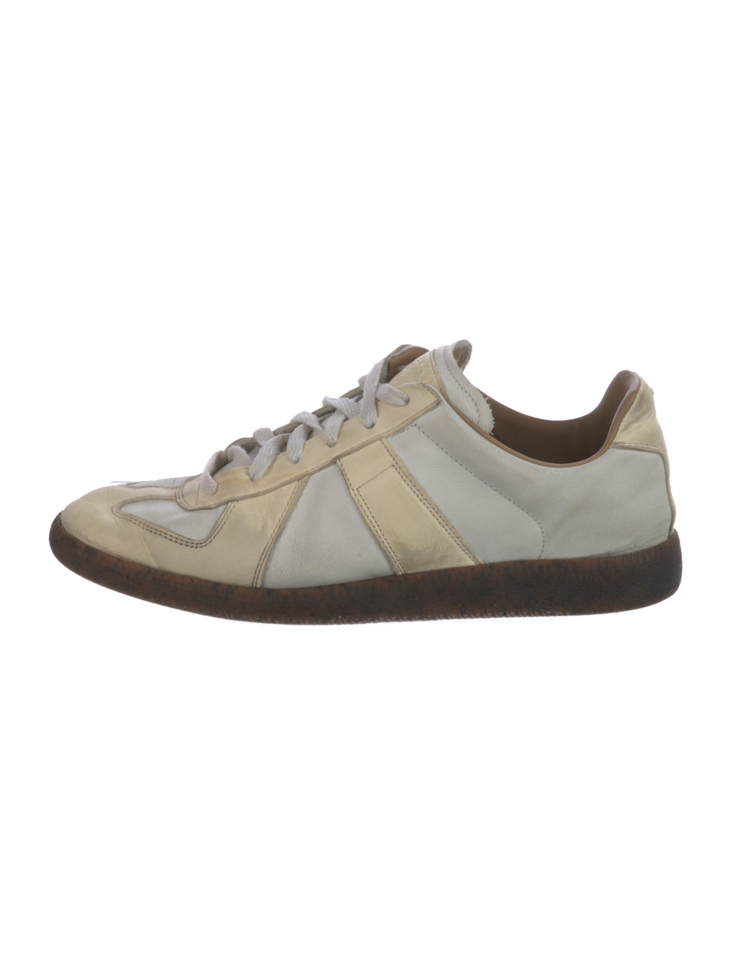 Maison Margiela Leather Colorblock Pattern Sneakers
