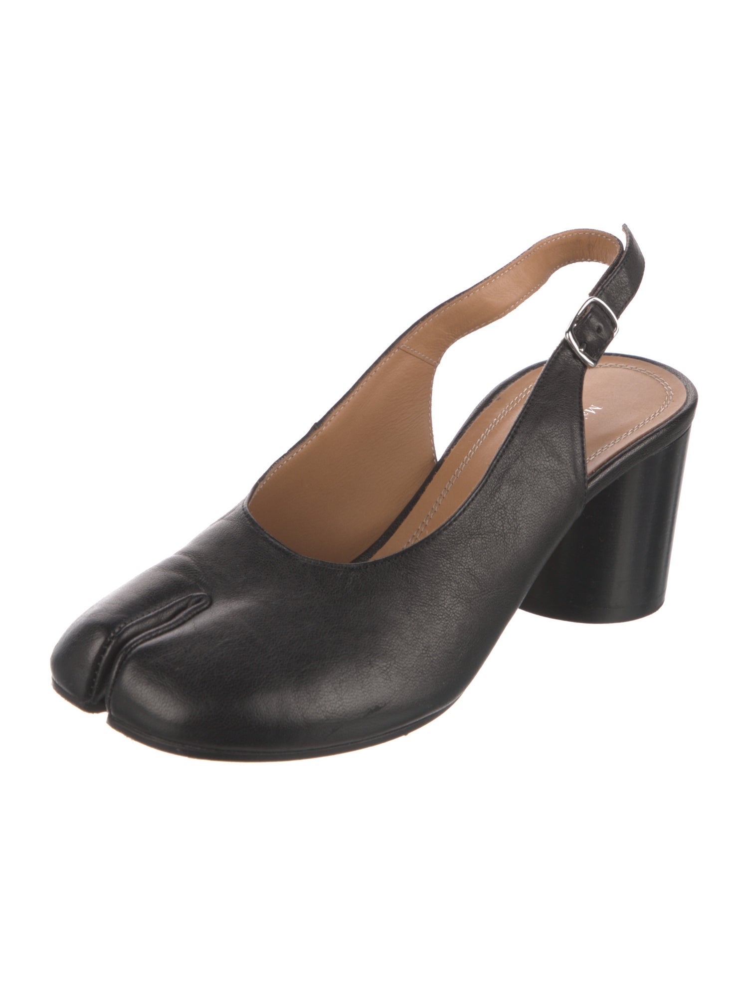 Maison Margiela Leather Bow Accents Slingback Pumps