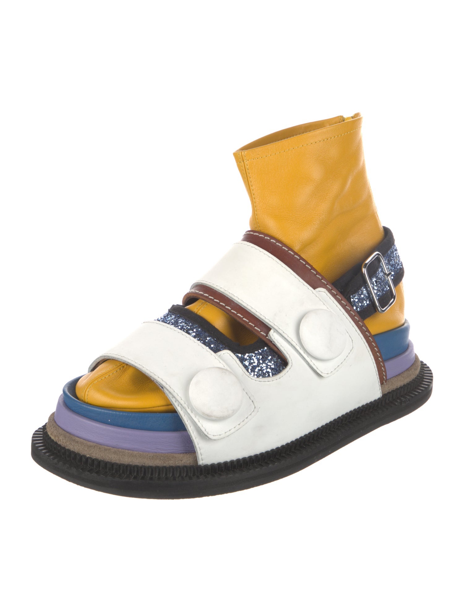 Maison Margiela Leather Colorblock Pattern Gladiator Sandals