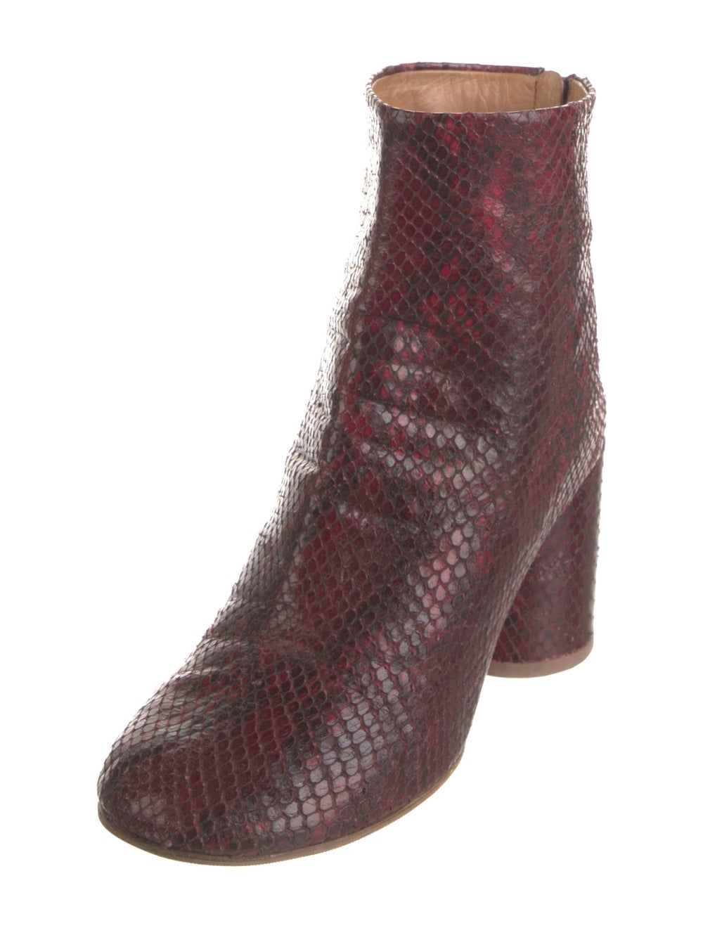 Maison Margiela Python Ankle Boots Burgundy Anima… - image 2