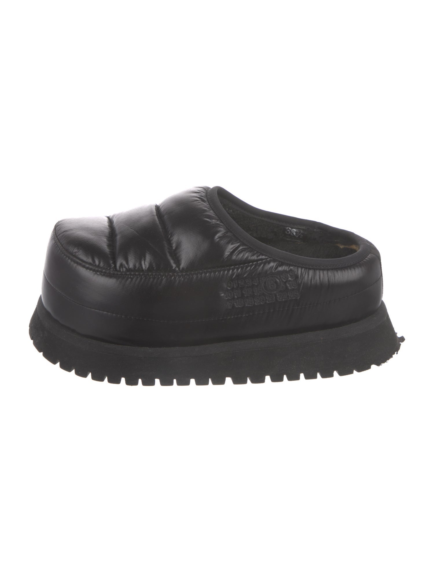 Maison Margiela Nylon Faux Fur Trim Mules