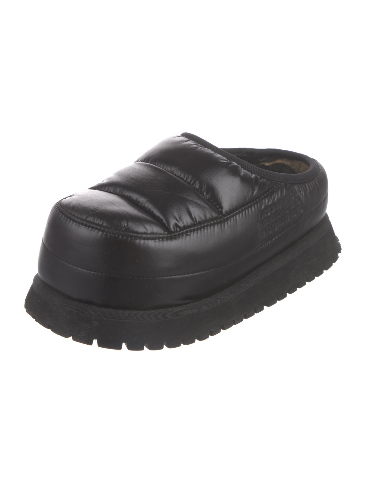 Maison Margiela Nylon Faux Fur Trim Mules