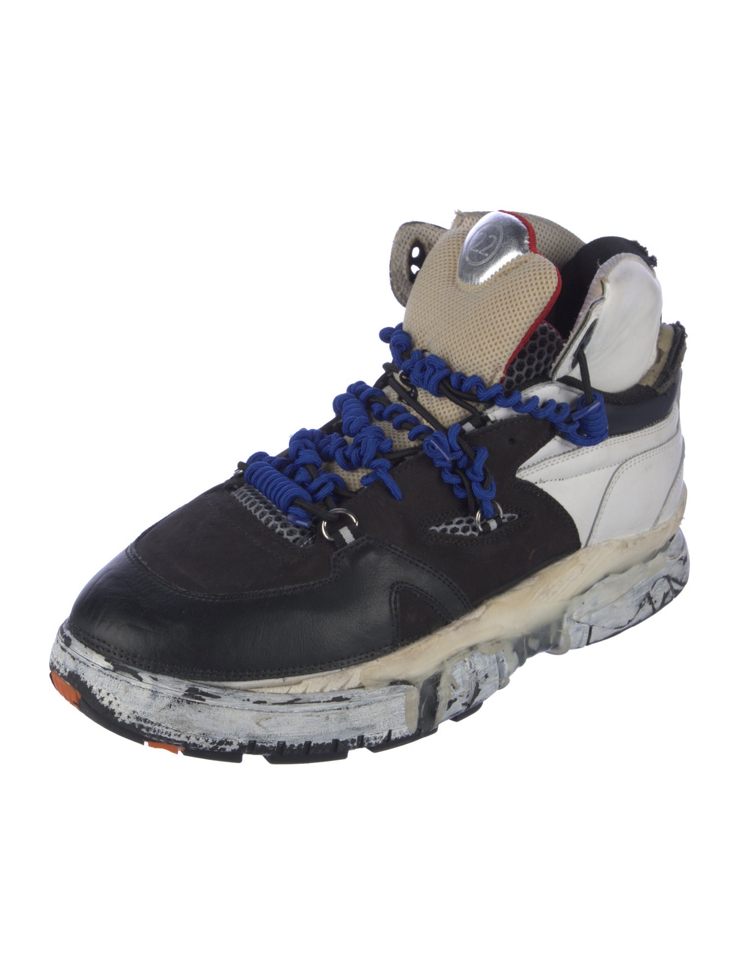 Maison Margiela Leather Colorblock Pattern Sneakers