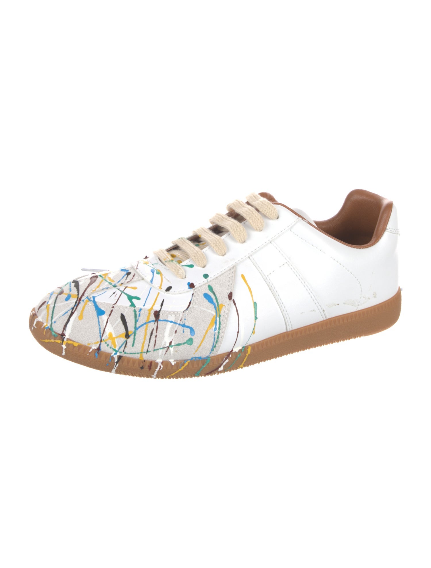 Maison Margiela Leather Printed Sneakers w/ Tags