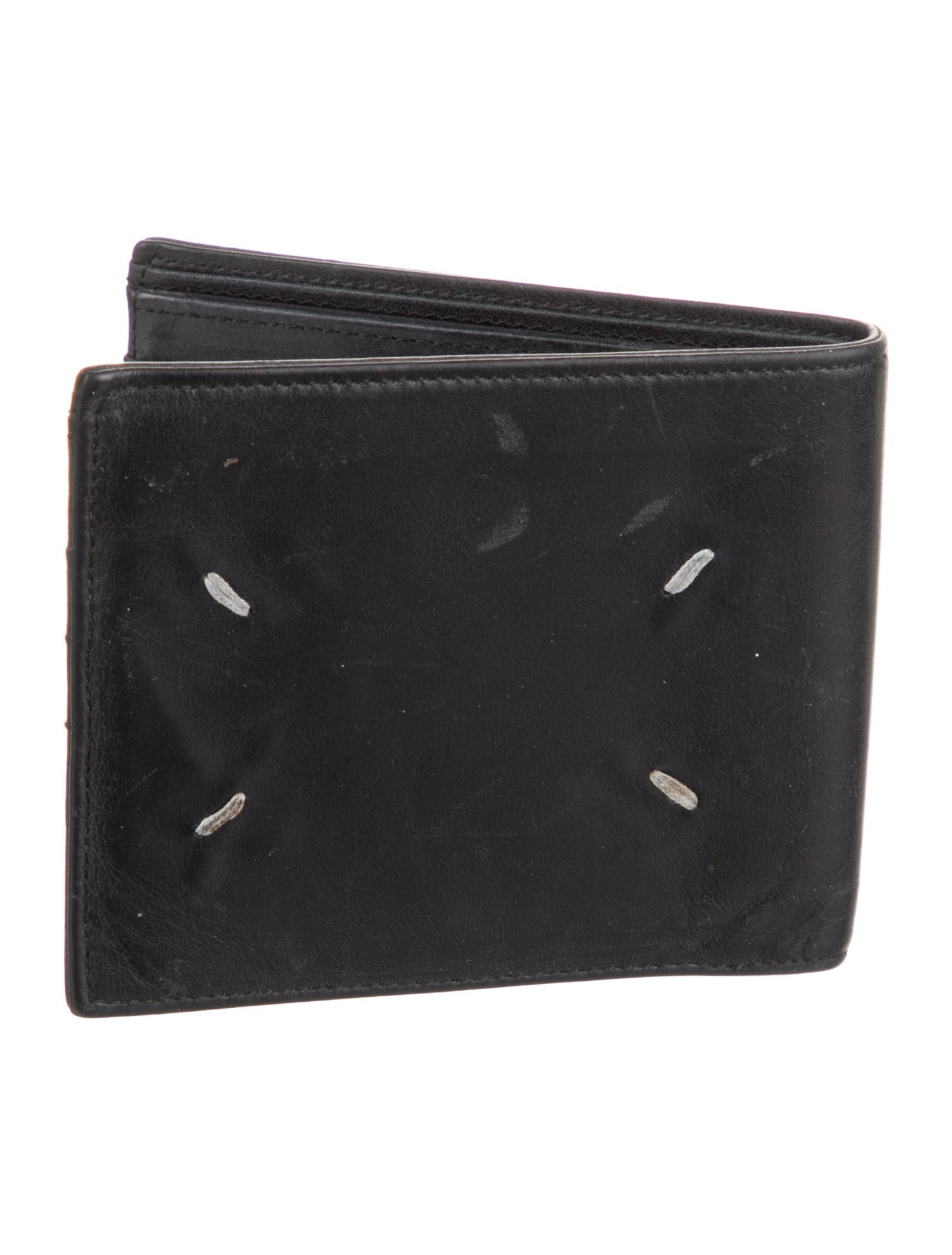 Maison Margiela Leather Polka Dot Print Bifold Wallet