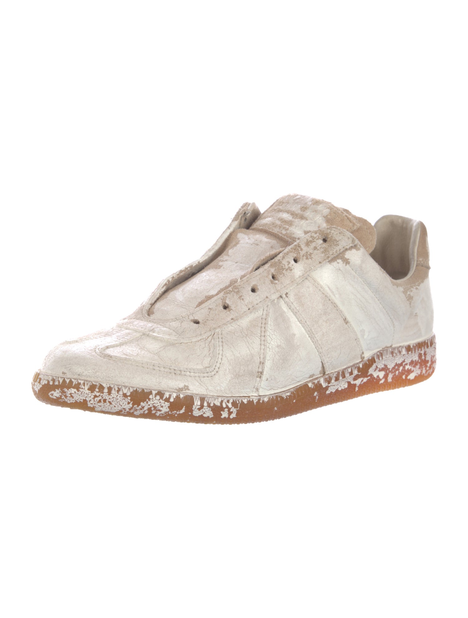 Maison Margiela Leather Printed Athletic Sneakers